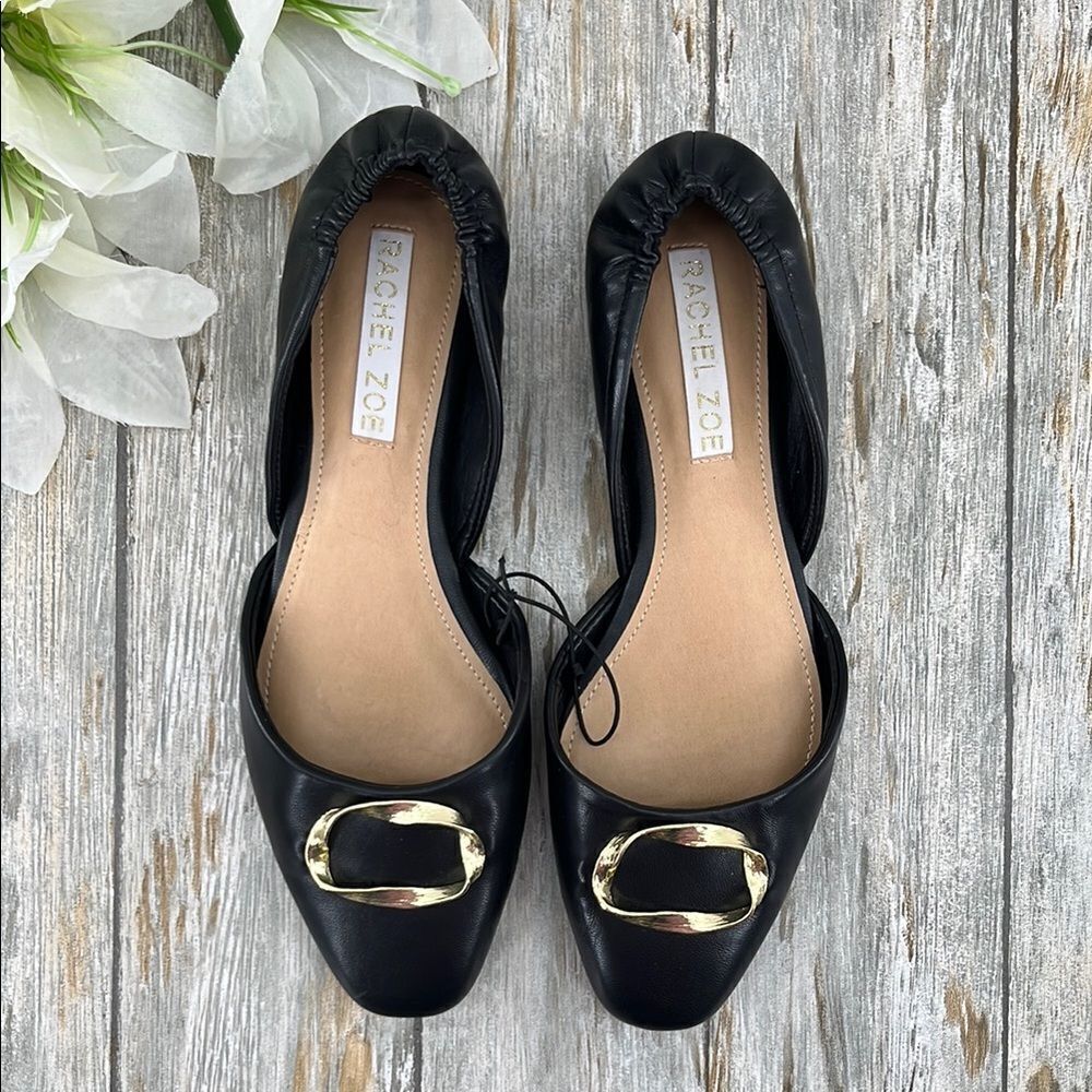 Rachel Zoe Scrunch Back Black Flats Dress Shoes Size 7